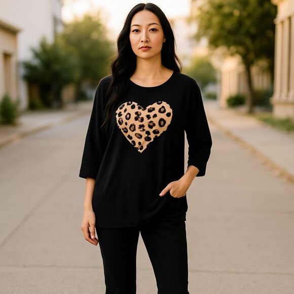 Lane Bryant Leopard Heart Sweater - Picture 1 of 7
